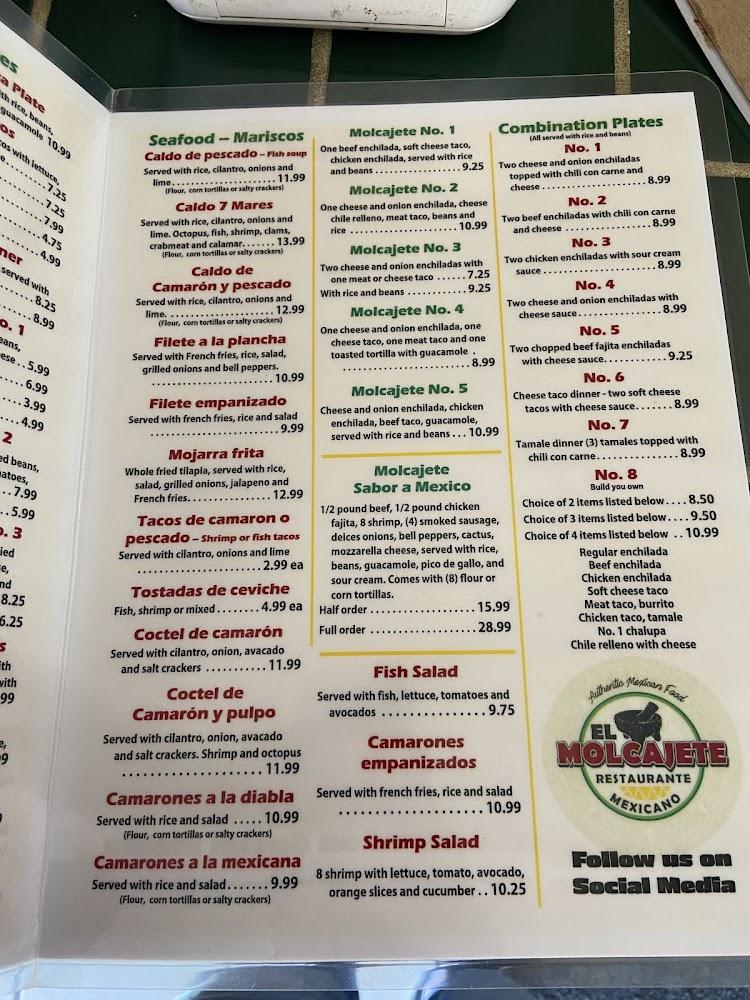 El Molcajete restaurante mexicano Menu image 3